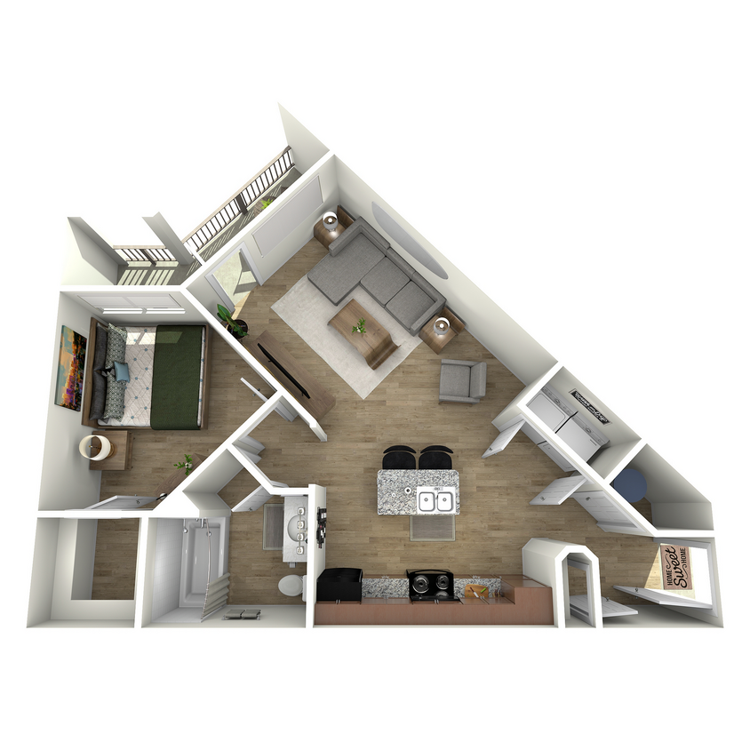 A2 Floorplan - 1 Bed, 1 Bath (80% Income Restricted)