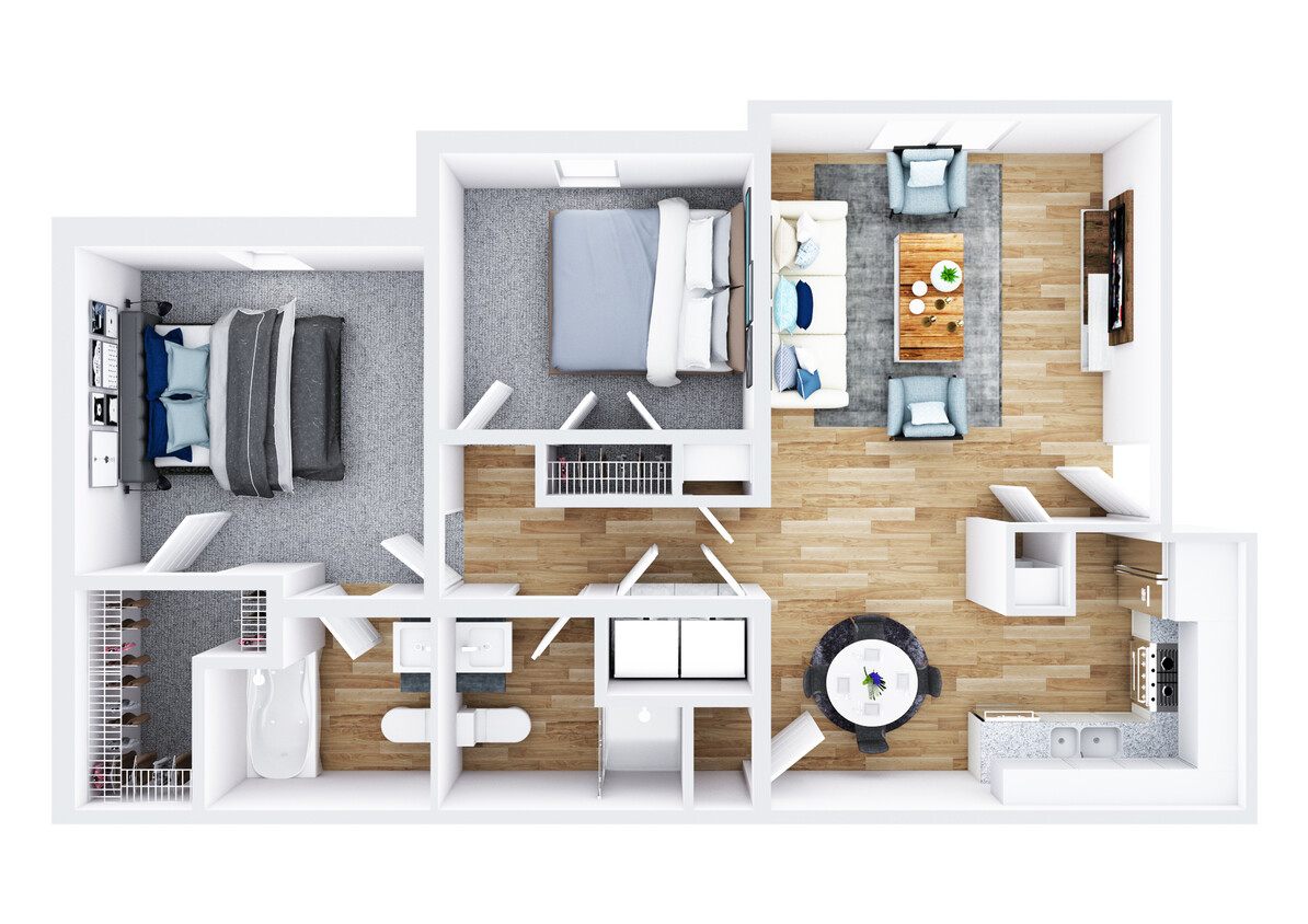 Floor Plan - 2 Bedroom 2 Bath Garden Style Apartment Home