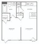 Studio One Bath | 424 sq. ft.
