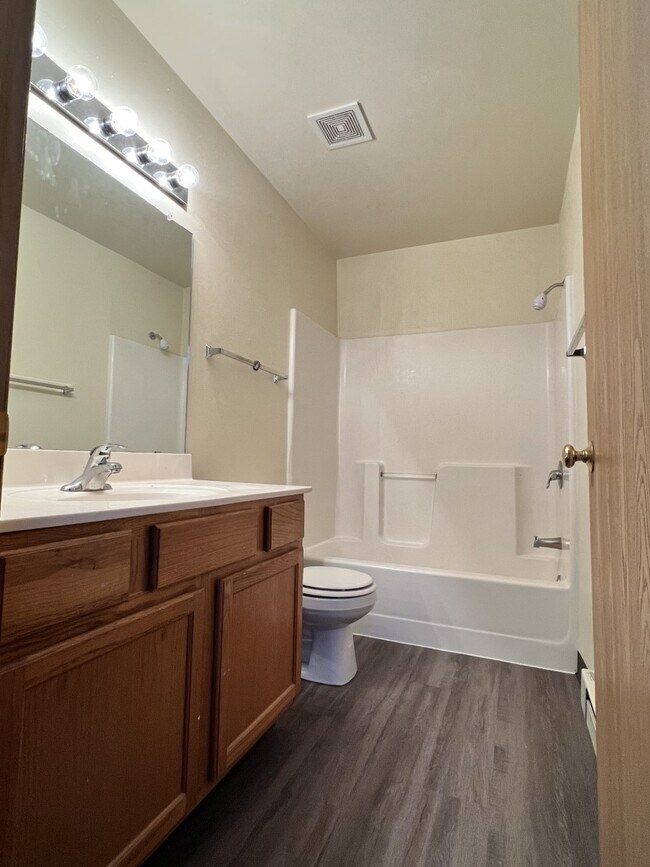 Bathrooms come with spacious showers and great light fixtures. - Saddlebrook