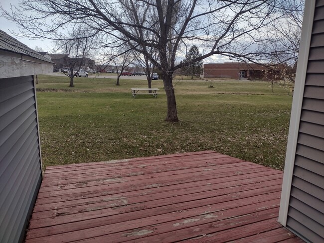 Backyard view of park and elementary school from the other decks