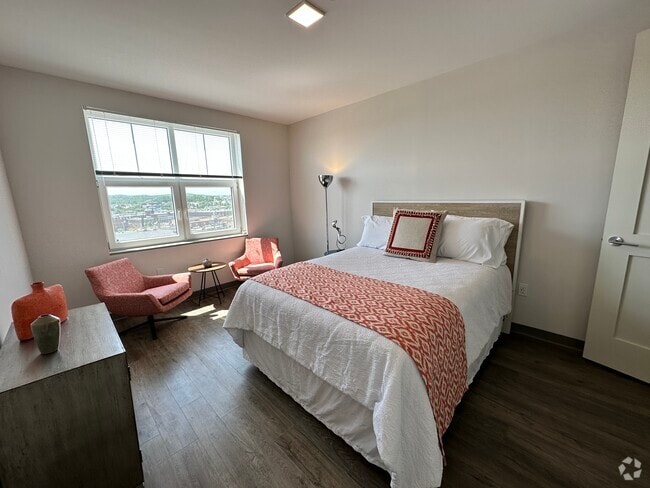 Bedroom in the one bedroom apartment - Red Oak at 409 Elm Street Rental