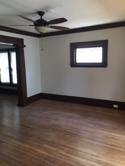 Living room with leaded glass window