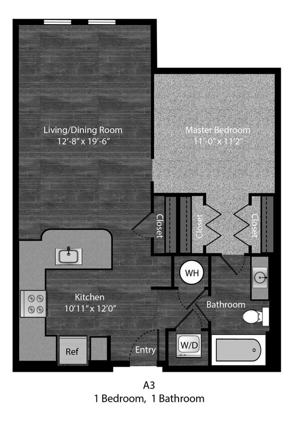 Floor Plan - Hemingway - 1Bed