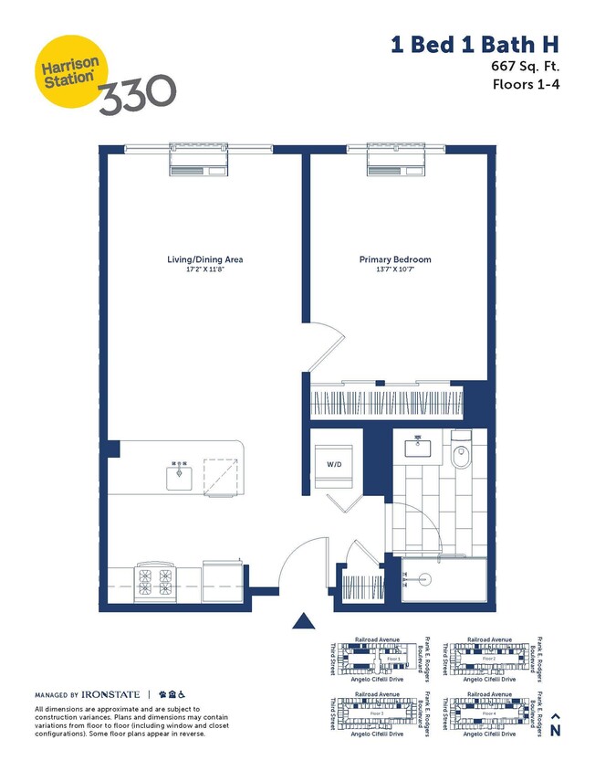 Floor Plan - 1 Bed 1 Bath H