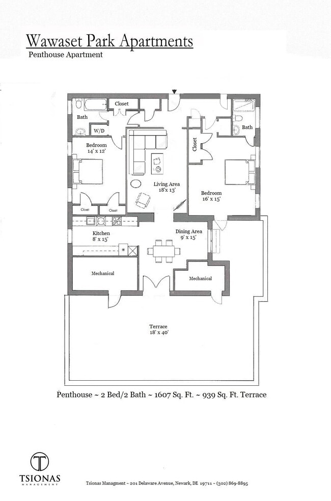 Penthouse Floorplan - Wawaset Park Associates LLC