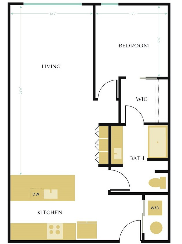 Floor Plan - A3 (1BD/1BA)