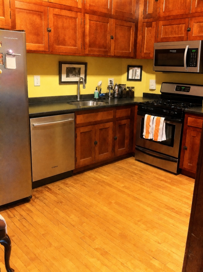 Updated kitchen with granite counters, stainless appliances, dishwasher, gas range, and over-range microwave. - 3254 15th Ave S Unit 1S