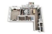 The Ashland | 1 Bedroom Floor Plan | Woodburn Exchange Apartments East Walnut Hills
