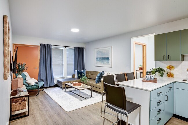 Kitchen and Living Room - Nordheim Court UW Student Apartments