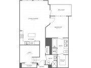 One Bedroom Two Bath w/Loft (970 SF)
