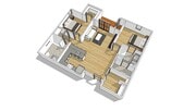 2 dormitorios, 2 baños - 3D