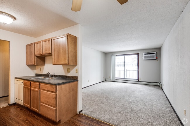 2091 Building - 1BR, 1BA - 700SF - Kitchen, Dining Room and Living Room
