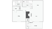 1 BR x 1 BA - B Floorplan