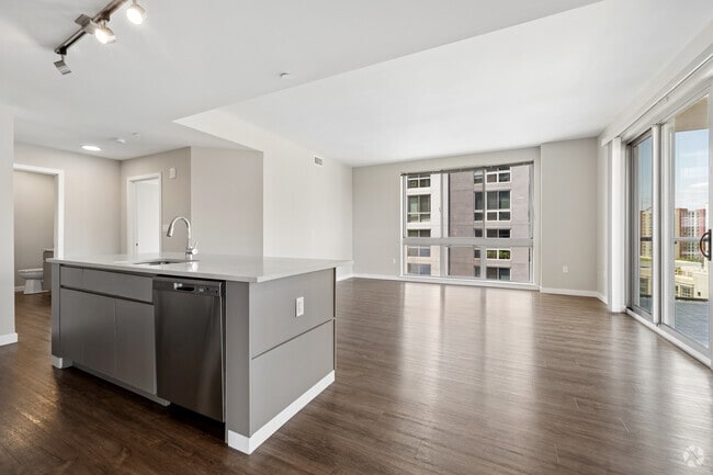 2BR, 2BA - 1,300SF - Kitchen and Living Room