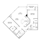 2 BR x 2 BA - D | 2-Bedroom Floorplan