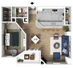 One Bedroom, 812 sqft, Full-Size Washer/Dryer, Oversized Closet, Patio/Balcony or Solarium