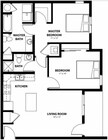 The B3 is a spacious 2-bedroom with walk-in closet, patio, and kitchen island for added functionality.