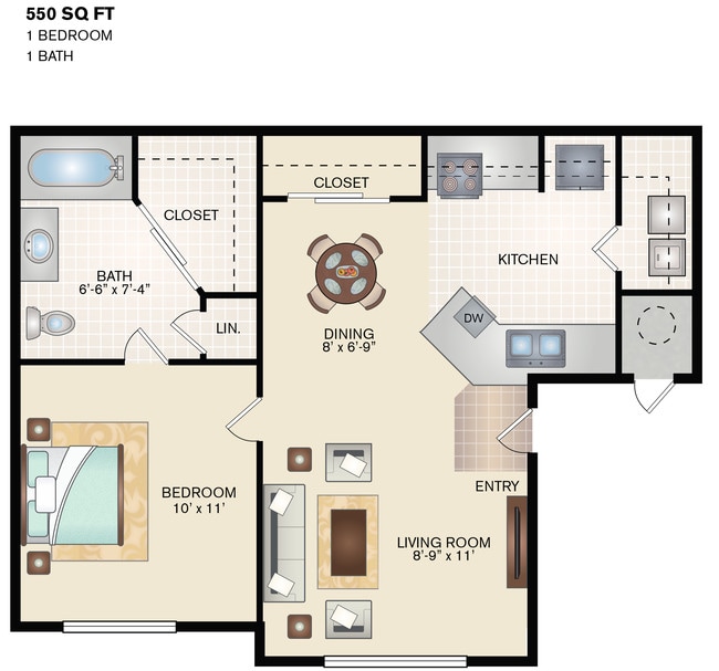 1 Bedroom 1 Bathroom