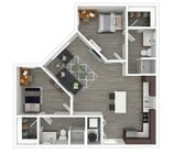 Apartamento de 2 habitaciones y 2 baños.