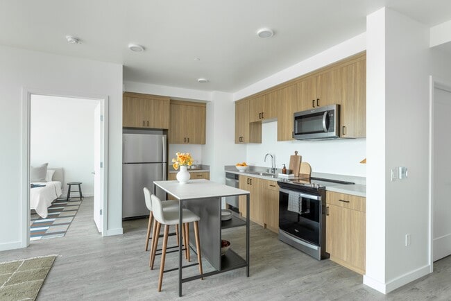 open kitchen in one-bedroom unit