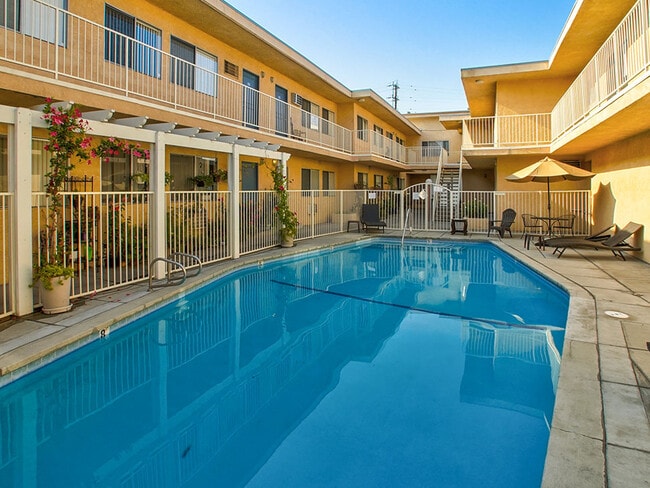 Large solar heated pool in Woodbridge Park courtyard.
