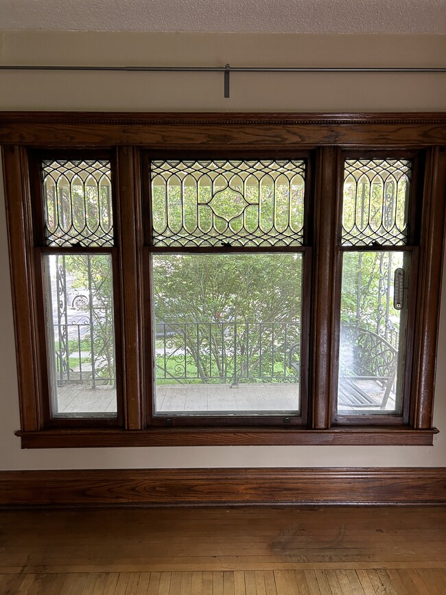 Beveled glass windows in Living Room - 10 Granger Pl Unit #1