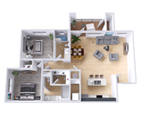 Apartamento de dos habitaciones con sala de estar espaciosa Espacioso