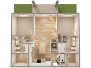 Discover comfortable living with this stylish two-bedroom floor plan featuring an open concept layout.