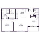 Oberon A7 One Bedroom Floor Plan