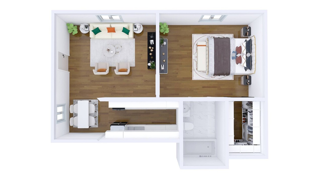 Floor Plan - 1 Bed 1 Bath Renovated