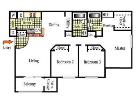 3BR/2BA - Three Bedroom