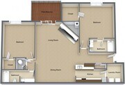 2BR, 2BA - 1000 SF