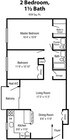 2 habitaciones, 1,5 baños - 939 pies cuadrados - Plano de planta