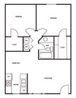 2 Bedroom, 1 Bathroom E Floorplan