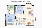 Caledon 2 BR 1 BA Floor Plan