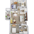 Explore the well-designed layout of this contemporary apartment, perfect for comfortable living.