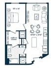 One Bedroom One Bath (684 SF)