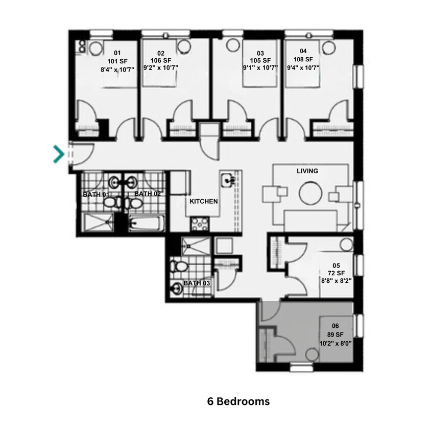 Floor Plan - Co-Living 001-Room 6