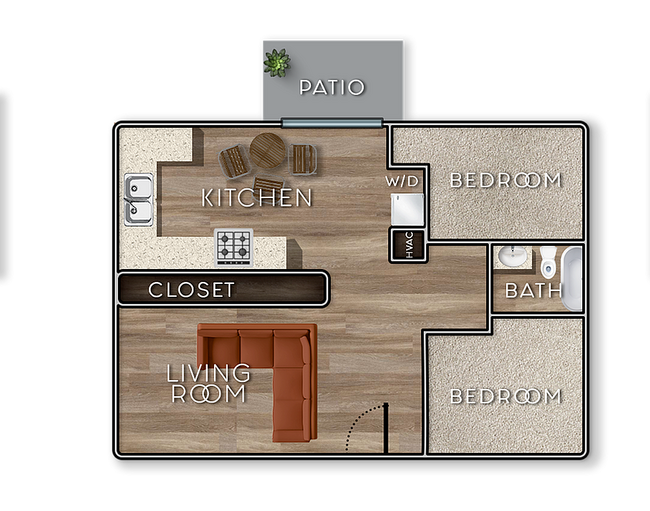 Plano de planta de Lamar2Bed - Lamar Station