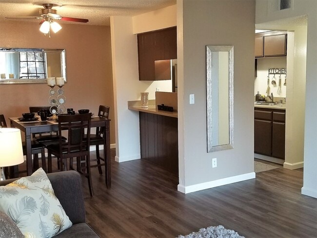 Open concept living and dining space.