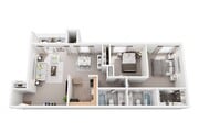 Apartamento de lujo de 2 habitaciones y 2 baños.