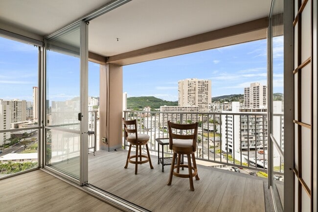 Photo - High floor, corner unit at Makiki Towers. Partially furnished, renovated 2-bedroom, 1.5 bathroom ... Unit 1401