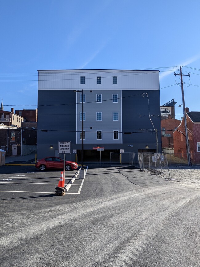 Back of building and parking