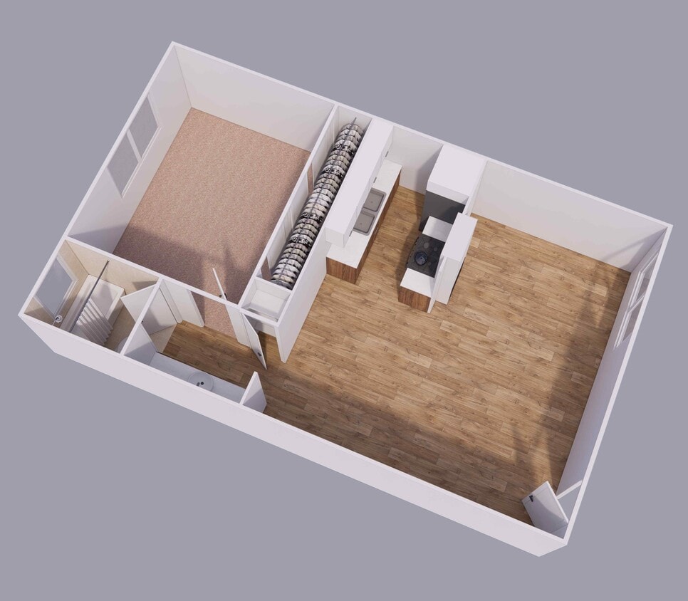 Floor Plan - 1 Bed + 1 Bath - Lg