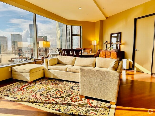 Living room w/ amazing skyline view - 801 S Grand Ave Unit 2201 Rental