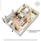 1 Bed 1 Bath 1-car Garage 998sf