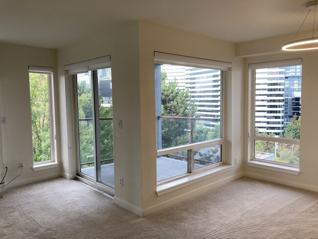 Living, balcony, dining areas