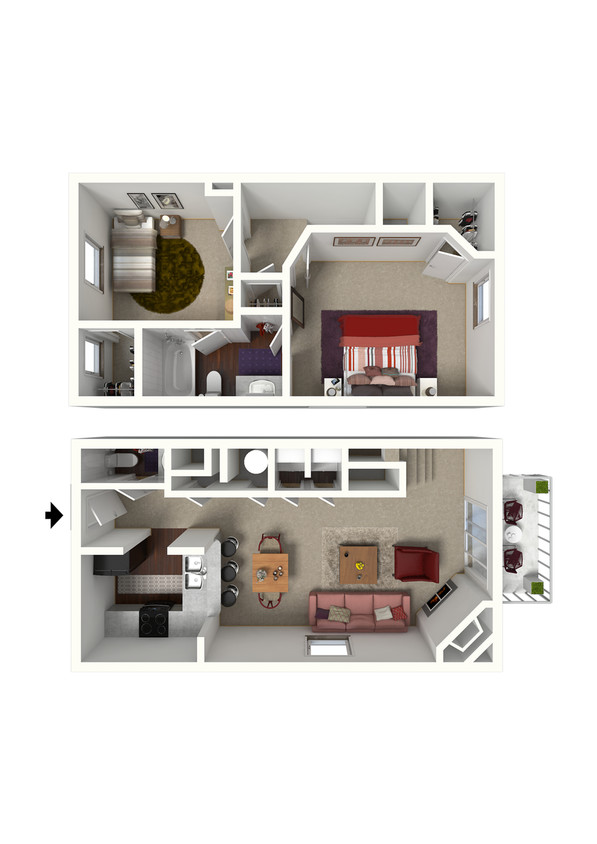 Plano del piso California: 2 x 1,5 960 pies cuadrados - California