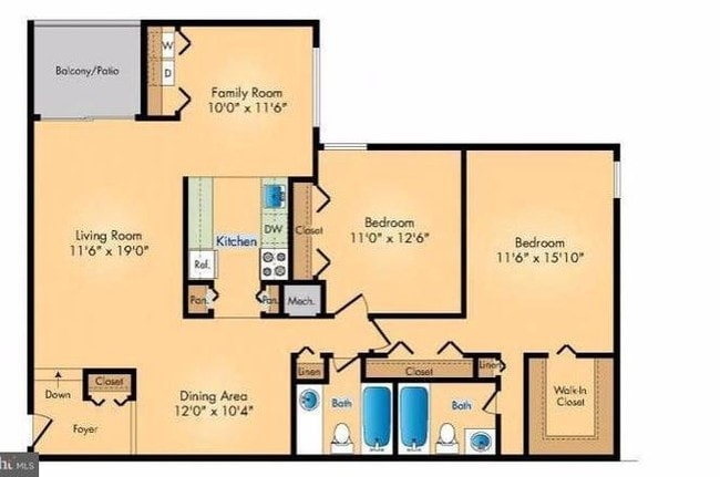 Plano de planta - 7722 Hanover Pkwy Unidad 301